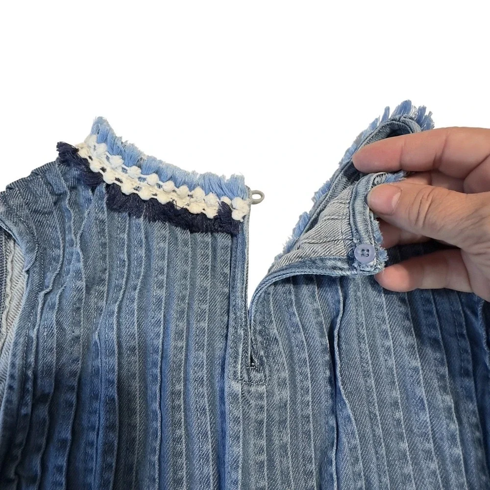 Vineyard Vines Girls Denim Chambray‎ Pintuck Dress Large Sundress Beach Preppy